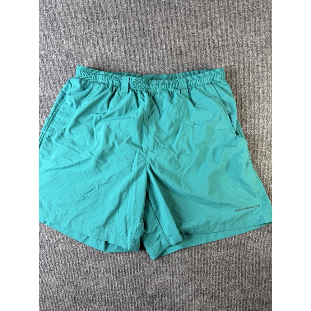 Columbia PFG Omni-Shade Mens Swim Trunks Shorts Teal Green Size M Mesh Lined